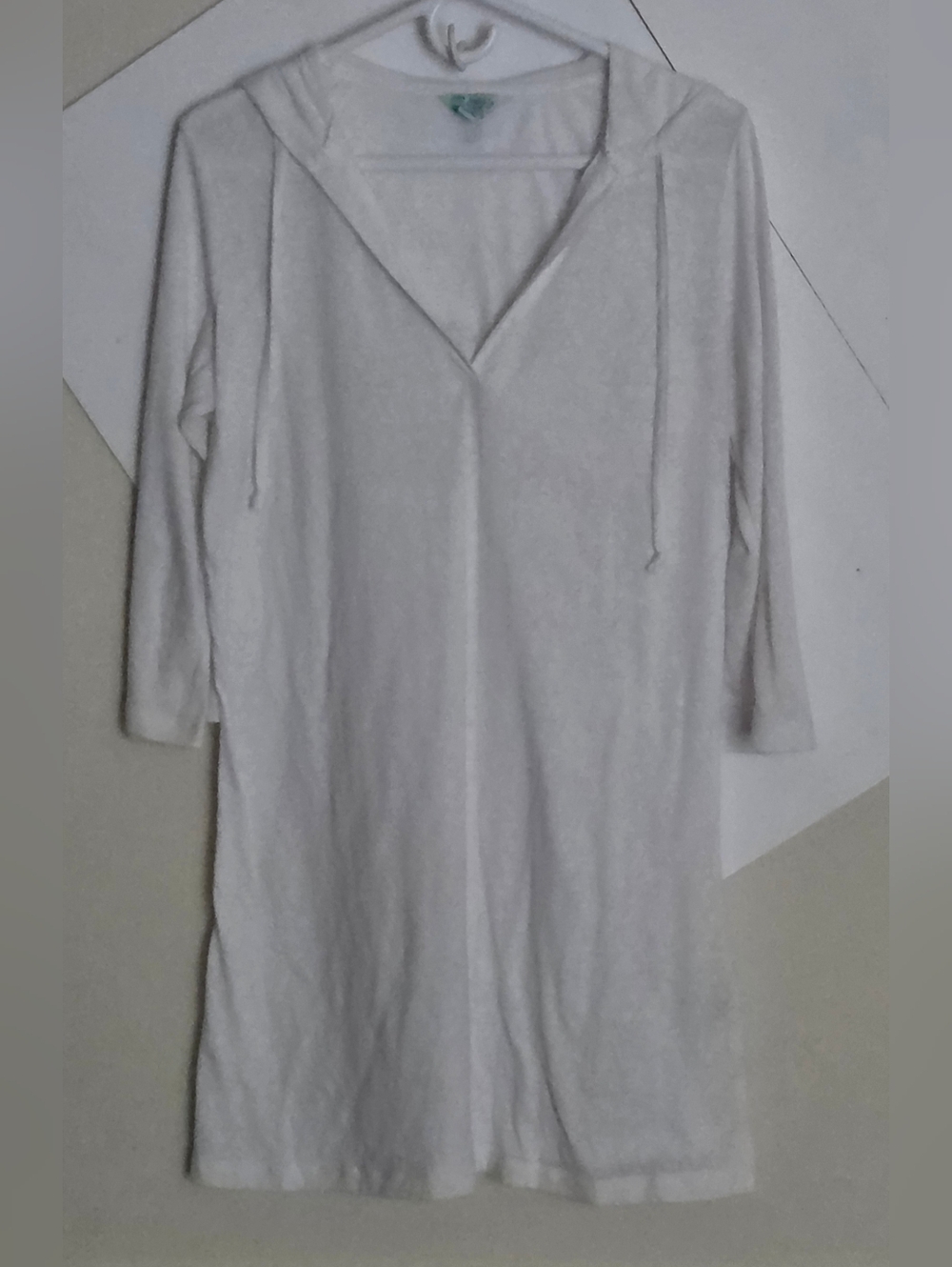 Balance Collection White Hooded V-Neck Swim Coverup (Sz. L)